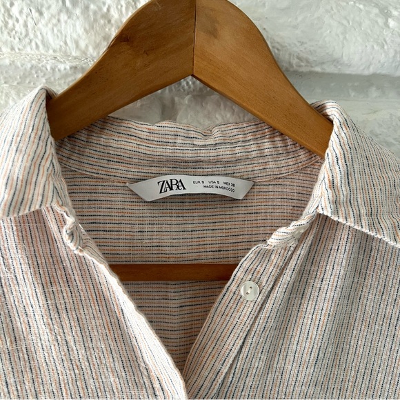 Zara Striped Cream and Gray Tunic - Picture 7 of 8